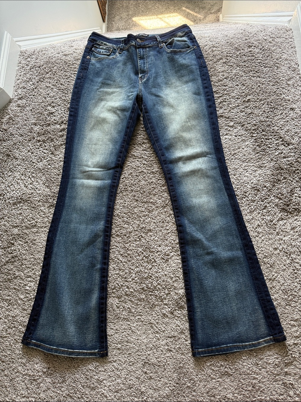 Fashion Nova Two-Tone Blue Flare Jeans